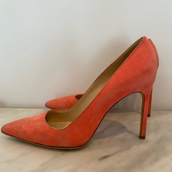 Manolo Blahnik BB Coral Suede Pump Heels 37.5 - Picture 3 of 7